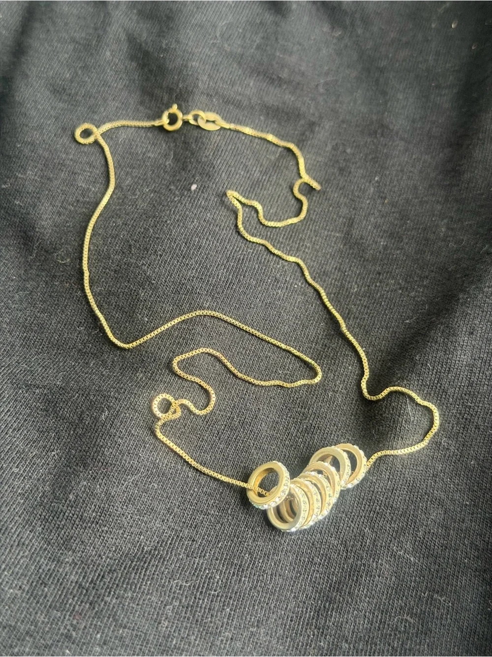 10 inch Gold Tone Multi-Ring Pendant Necklace - Women Jewelry